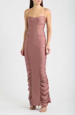 Black Halo Amoria Stretch Satin Body-Con Gown in Dusk at Nordstrom, Size X-Large