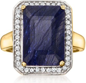 Ross-Simons Sapphire and. Diamond Ring in 14kt Yellow Gold