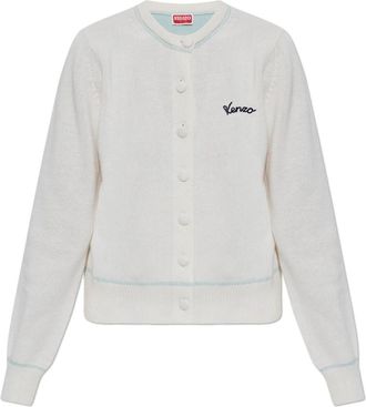 Kenzo Wollemantel met geborduurd logo - Dames - Vesten - Wit - S - Wol - Truien & Vesten
