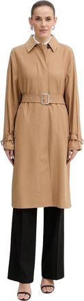 Karl Lagerfeld Pliss&eacute; Trenchcoat - Dames - Trenchcoats - Beige - S - Leer - Jassen