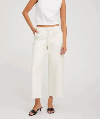 SPRWMN Cropped Track Pants In White Leather