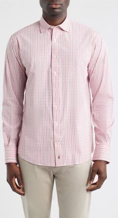 Johnnie-O Morse Check Everyday Performance Button-Up Shirt in Petal at Nordstrom, Size Xx-Large