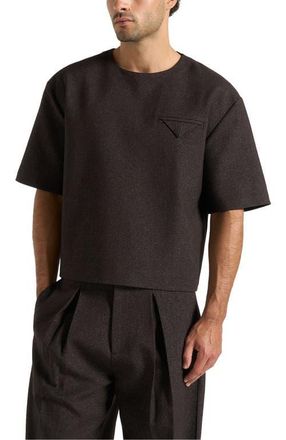 Mani&egrave;re De Voir Leon Boxy Cropped Hatched T-Shirt in Brown at Nordstrom, Size X-Small