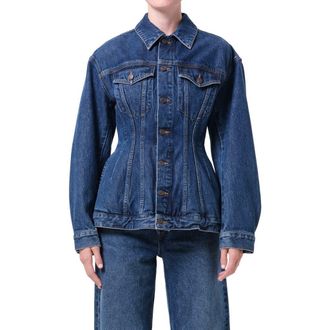 A Gold E Myra Structured Denim Jacket in Volume Dark Indigo at Nordstrom, Size X-Small