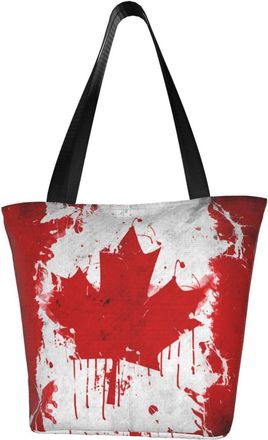 AOOEDM Canada Canadian Flag Art Tote Bag Women Capacity Shoulder Grocery Shopping Bags