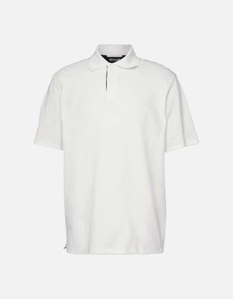 Just Cavalli Mens Cotton Shoulder Print White Polo Shirt - Size: 42