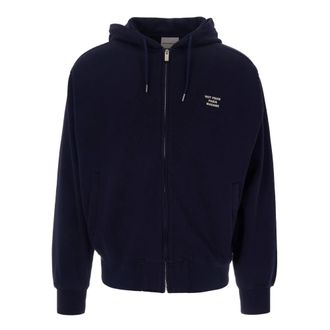 Dr&ocirc;le de Monsieur Slogan Zip Sweatshirt - male - Drole de Monsieur - Zip-throughs - Blue - L - Sweatshirts & Hoodies