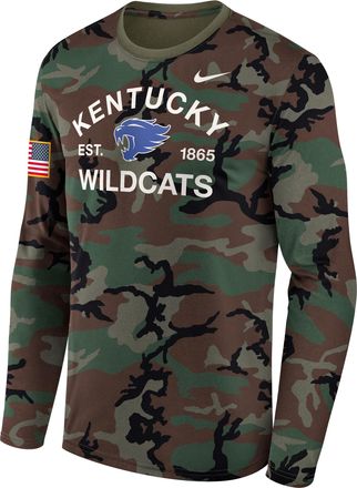 Nike Kentucky 2025 Military Appreciation Legend Nike Mens Dri-FIT College Long-Sleeve T-Shirt in Green | 02TJ2DHNKY-19F