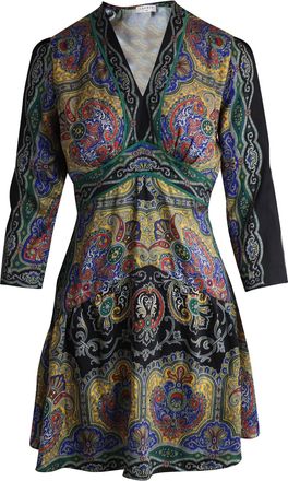 Sandro Sandro Rayan V-Neck Printed Mini Dress in Multicolor Polyester