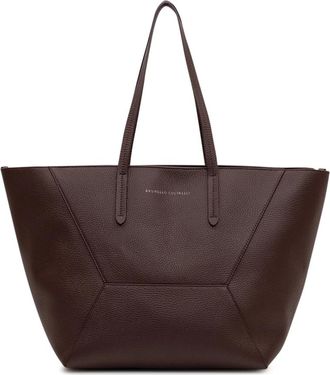 Brunello Cucinelli BC Duo leren tote bag - Dames - Shoppers - Rood - ONE Size - Leer - Tassen