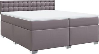 vidaXL Vidaxl - Cama Box Spring Con Colch&oacute;n Cuero Sint&eacute;tico Gris 200x200 Cm