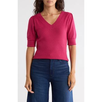 Daniel Rainn Pointelle Stitch Sweater in Bright Berry at Nordstrom Rack, Size X-Small