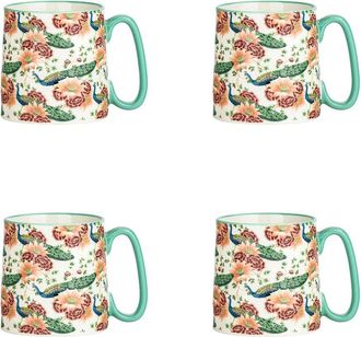 10 Strawberry Street Set Of 4 Bella Peacock Royale Mugs