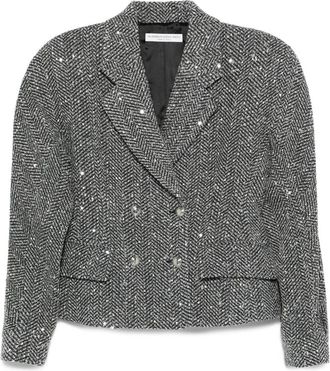 Alessandra Rich Sequin-embellished Herringbone Jacket