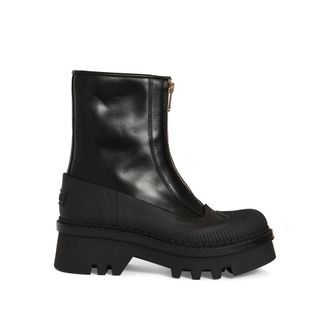 Chlo&eacute; Black Calfskin Lace-Up Womens Boots