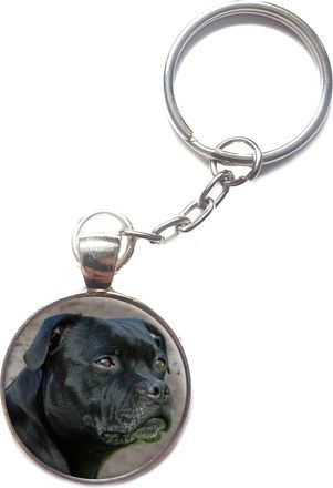 Generic Personalised Photo Staffy Split Keyring Staffordshire Bull Terrier Dog Birthday Gift