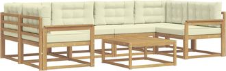 vidaXL Conjunto De Sof&aacute;s De Exterior 5 Uds. Blanco Y Crema Vidaxl
