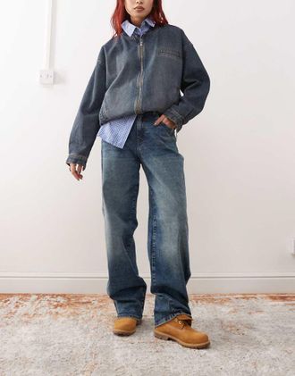 Noisy May Josie - Jeans ampi a vita alta lavaggio medio-Blu