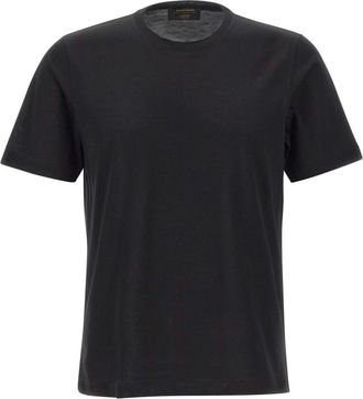 Gran Sasso Tops, Heren, Zwart, M, Katoen, T-shirt met ronde hals