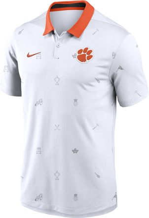 Nike Clemson Vapor Pattern Nike Mens Dri-FIT College Polo in White | 00HT11VACLN-RNS