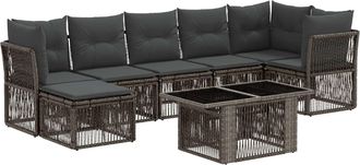 vidaXL Conjunto De Sof&aacute;s De Jard&iacute;n 8 Uds. Gris Rat&aacute;n Sint&eacute;tico Vidaxl