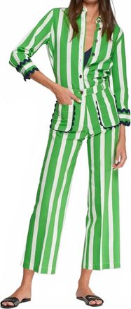Vilagallo Diana Straight Leg Pants In Green/white