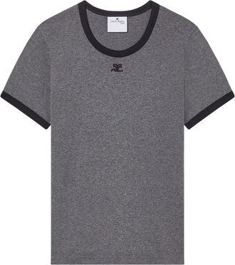 Courrèges logo-embroidered cotton T-shirt - men - Cotton - S - Grey