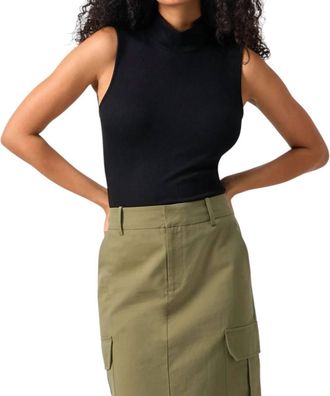 Sanctuary Essential Sleeveless Mock Neck Tank In Black