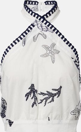 Poupette St Barth Crop top Suma de algod&oacute;n estampado