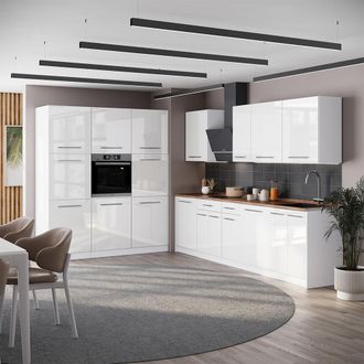 Vicco Mueble De Cocina Fame-line, Blanco Alto Brillo/blanco, 460 Cm, Et Antracita, Vicco