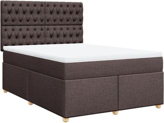 vidaXL Cama Box Spring Con Colch&oacute;n Tela Marr&oacute;n Oscuro 160x200 Cm Vidaxl