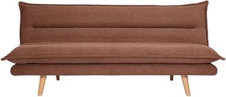 Miliboo Sof&aacute; Cama Convertible De 3 Plazas En Tejido Chenilla Texturado Tierra Quemada Y Madera Clara Bingo