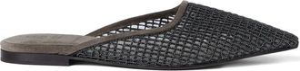 Brunello Cucinelli precious net-embroidery flat mules - women - Calf Suede/Fabric/Thermoplastic Polyurethane (TPU) - 38 1/2 - Brown