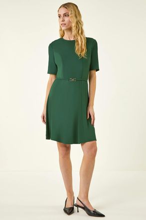 Roman Belted Fit & Flare Dress