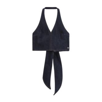 Please Sleeveless Tops, female, Blue, Size: XS Canotta