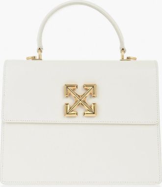 Off-white Leather Top-Handle Bag JITNEY with Gold-Effect Monogram Off-White