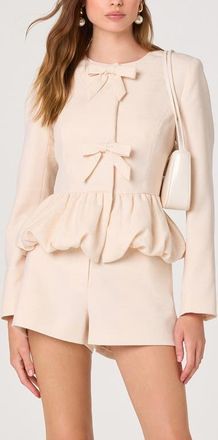 ASTR the Label Nicolle Bow Peplum Jacket in Cream at Nordstrom, Size X-Small
