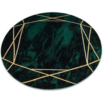 RugsX Rugsx - Alfombra Emerald Exclusivo 1022 Circulo - Glamour, Elegante M&aacute;rmol, Geom&eacute;trico Botella Verde / Oro Green Circulo 120 Cm