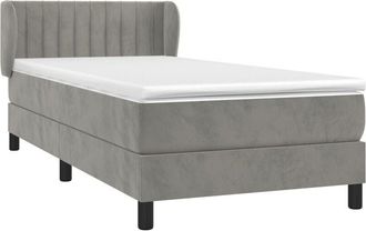 vidaXL Vidaxl - Cama Box Spring Con Colch&oacute;n Terciopelo Gris Claro 80x200 Cm