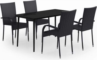 vidaXL Juego De Comedor Para Jard&iacute;n 5 Piezas Negro Vidaxl