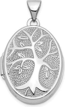 Diamond2Deal 14k White Gold 21x16mm Oval Tree Locket Pendant