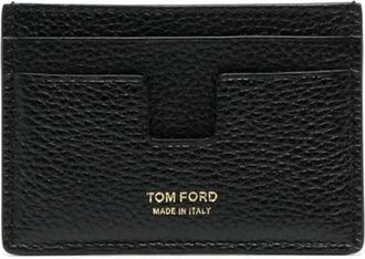 Tom Ford T Line Classic Cardholder - Heren - Portefeuilles - Zwart - ONE Size - Leer - Accessoires