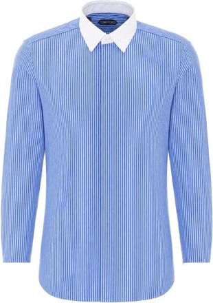Tom Ford TOM Ford Shirts - Heren - Casual Overhemden - Blauw - XL - Katoen - Overhemden