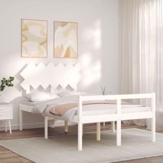 vidaXL Cama Para Personas Mayores Con Cabecero Madera Maciza Blanco Vidaxl