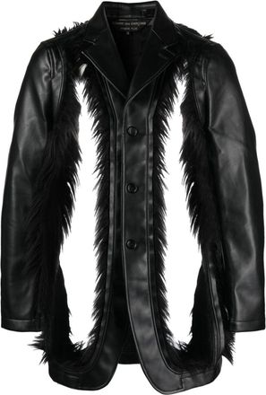 Comme Des Garçons cutout faux-fur blazer - Black