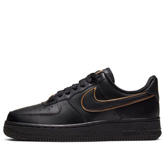 Nike (WMNS) Nike Air Force 1 Low 07 Essential Black Gold Swoosh AO2132-005