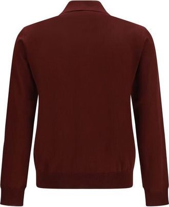 Valentino Mens Bordeaux Wool Oves Aries Polo Shirt