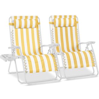 Best Choice Products Set of 2 Extra Wide Zero Gravity Lounge Chair Recliners w/ Cup Holder