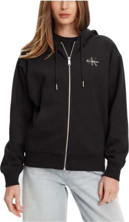 Calvin Klein Jeans Zip-through Hoodie - Dames - Vesten met rits - Zwart - S - Katoen - Hoodies & sweatvesten