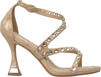 Alma En Pena Cross Sandaal Met Medium Hak - Dames - Sandalen met hakken - Beige - 40 EU - Leer - Schoenen